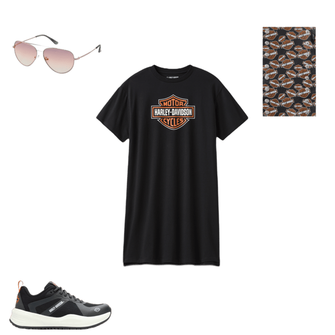 harley davidson shirt dress Harley-Davidson Women's Bling Sabotage Short Sleeve Rip & Repair Tunic, Harley Black