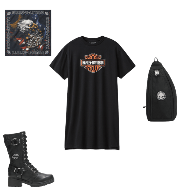 harley davidson t shirt dress Harley-Davidson Women's Bling Sabotage Short Sleeve Rip & Repair Tunic, Harley Black