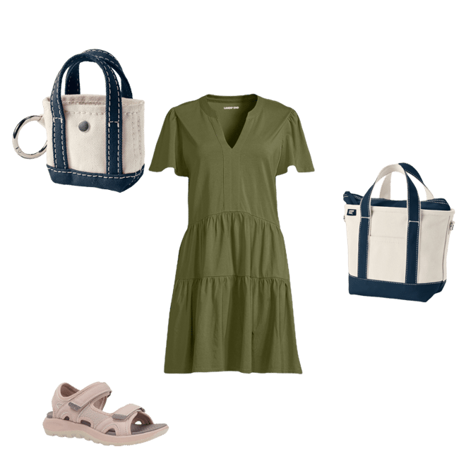 lands end cotton jersey dress Lands' End Women's Cotton Jersey Crew Neck Sleeveless Shift Dress - Large