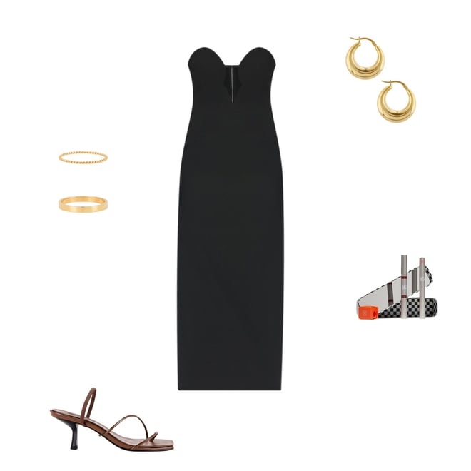 olina corset midi dress in black bardot styledbyliney on LTK