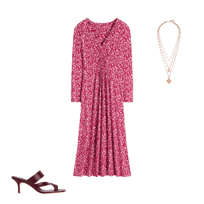 boden ruched waist jersey midi dress Boden Women's Heidi Ruched Rope Jersey Dress in Pink