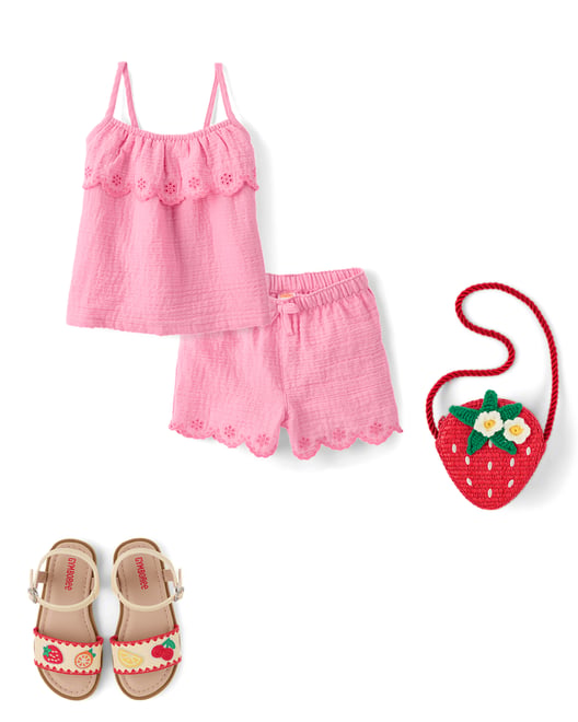 1st bundle featuring 3 items which compliment Girls Embroidered Fruit Sandals