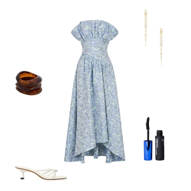 elliatt galadirel strapless asymmetric jacquard maxi dress Elliatt Galadriel Strapless Mini Dress