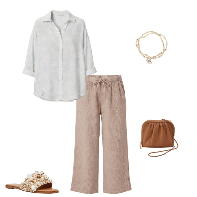 Splendid Adele Drawstring Gauze Cropped Relaxed Wide Leg Pants