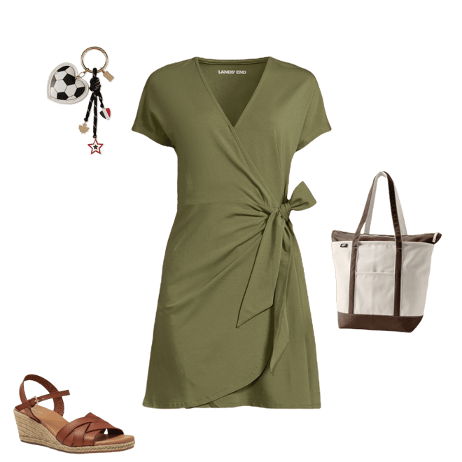 women's lands' end v-neck wrap midi dress baltic teal Women's Cotton Modal Vneck Wrap Midi Dress