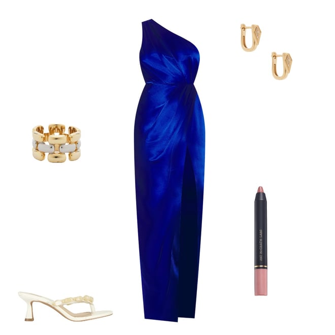 blue halter midi dress Cora Drape Halter Midi Dress M / Black main image 0