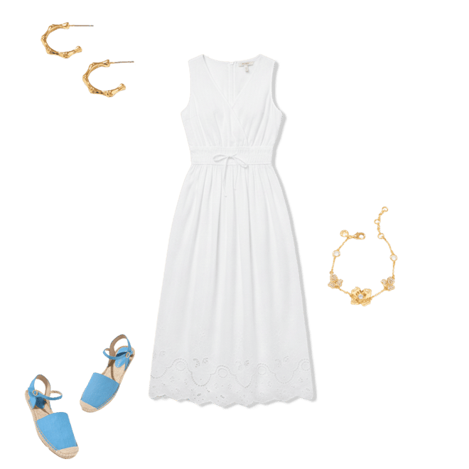 fit & flare eyelet midi dress Fit & Flare Eyelet Midi Dress