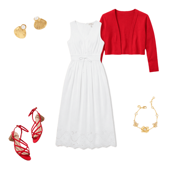 Dot Eyelet Fit & Flare Midi Dress | Talbots