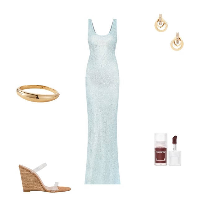 asta resort ana dress in baia blue sequin RENT ASTA RESORT - ANA DRESS BAIA BLUE (Size Small)