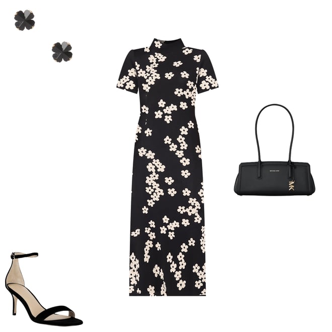 CeCe Knit Floral Jacquard Print Round Neck Short Sleeve Midi Dress |  Dillard's