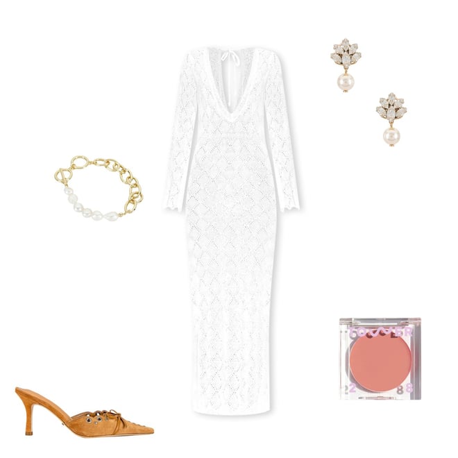 dress the population dylan crochet shift dress Emily Shift Dress Natural Crochet
