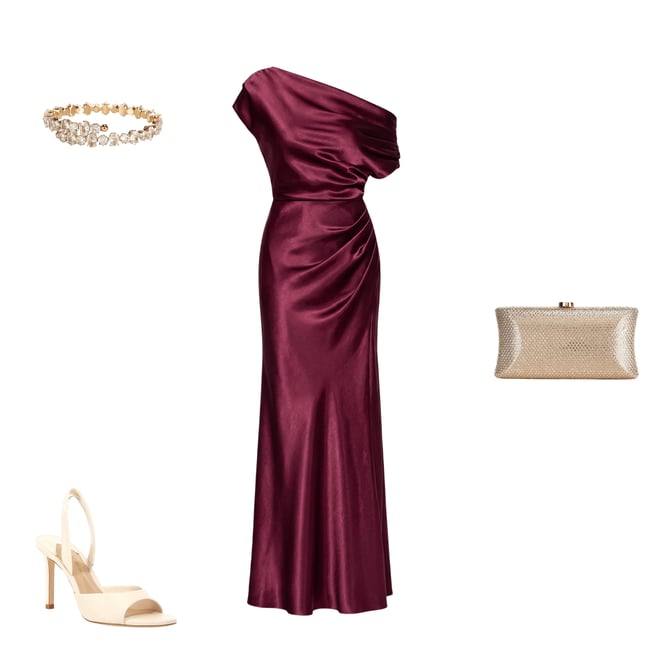 Betsy & Adam Petite Size Off-The-Shoulder Charmeuse Drop Neck Ruched Long  Dress | Dillard's
