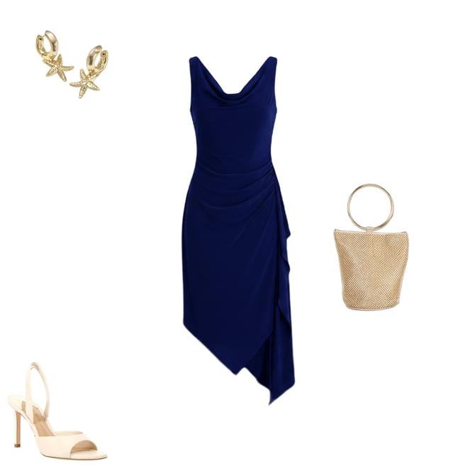 Kensie Cowl Neck Drape Front Asymmetrical Hem Knit Jersey Midi Dress |  Dillard's