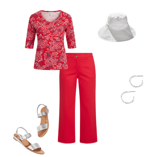 Elbow Sleeve V-Neck Tee - Capri Rose | Talbots