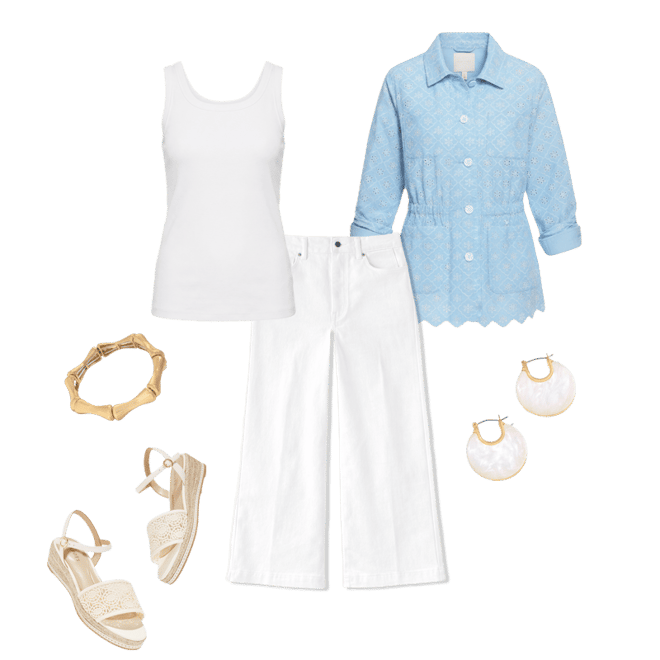 Summer Tile Eyelet Utility Jacket | Talbots
