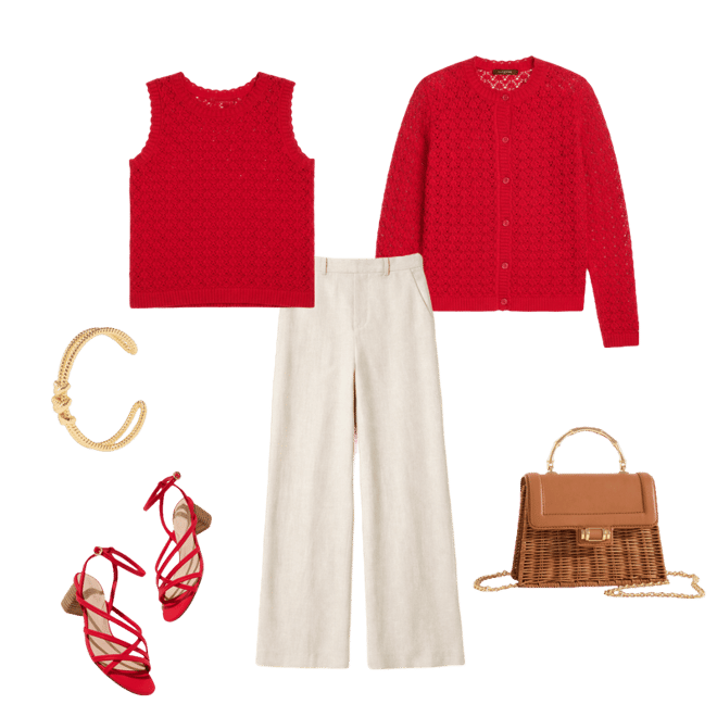 Textured Open Stitch Crewneck Cardigan | Talbots