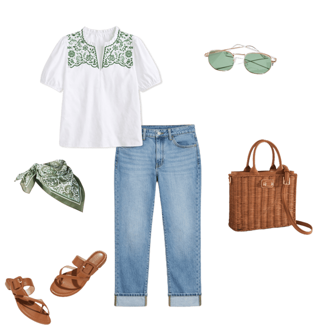 Embroidered Poplin Top | Talbots