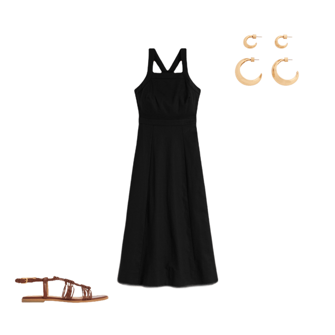 boden black linen dress Boden Women's Catherine Button Linen Dress in Black