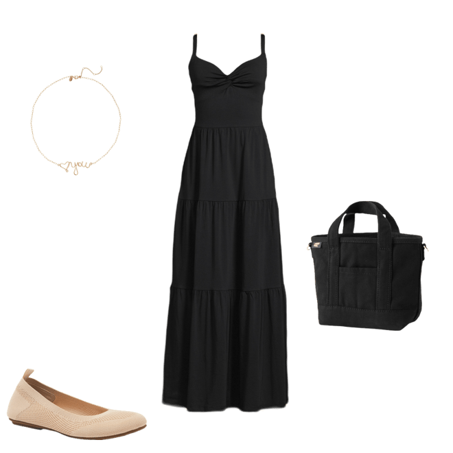 lands end black maxi dress Women's Cotton Modal Twist Front Tiered Maxi Dress