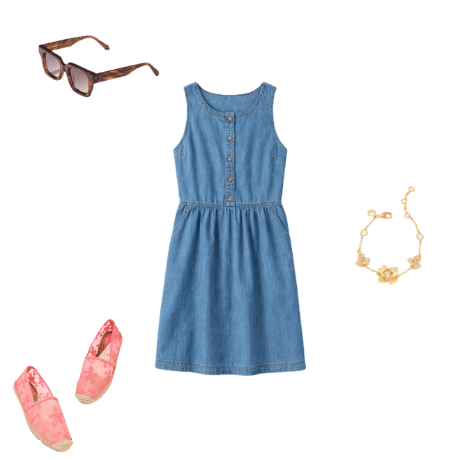sleeveless denim dress outfit Outfit White Tshirt Under Dress Shirt Under Denim Dress Dress With White T  Shirt Underneath To