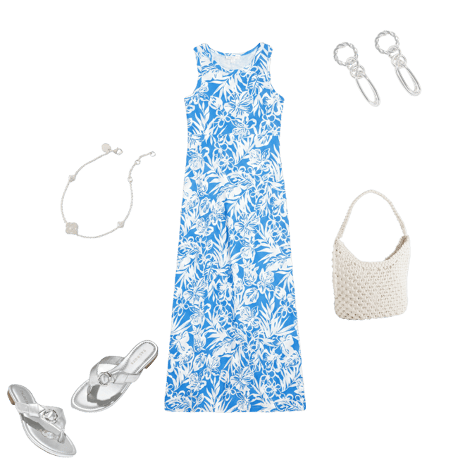 Sleeveless Jersey Dress - Tropical Hibiscus | Talbots