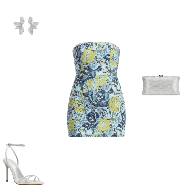 dress the population camilla floral sequin strapless mini dress Camilla Floral Sequin Strapless Cocktail Minidress (Women)