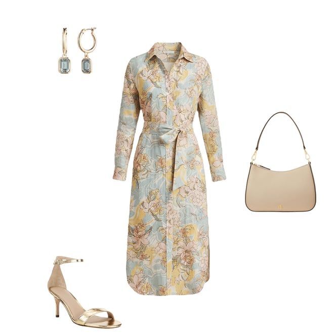 Lauren Ralph Lauren Woven Printed Point Collar Long Sleeve Shirt Dress |  Dillard's