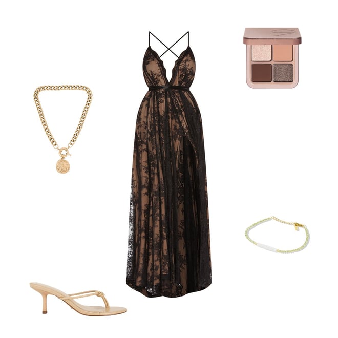michael costello black lace dress x REVOLVE Paris Gown
