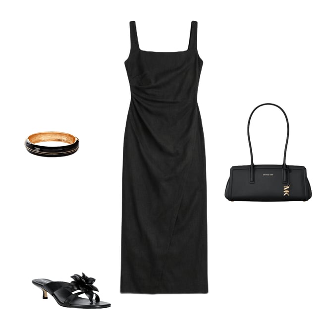 Antonio Melani Madison Linen Square Neck Sleeveless Ruched Waist