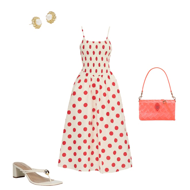 Lucy Paris Hazel Dot Printed Scoop Neck Sleeveless Fit and Flare