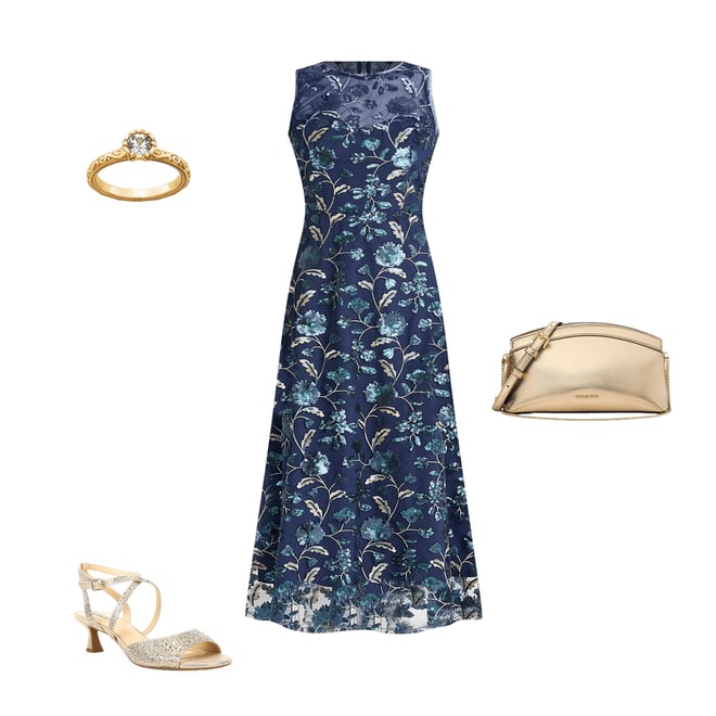 Maggy London Illusion Neck Sleeveless Embroidered Sequined Mesh A-Line Midi  Dress | Dillard's