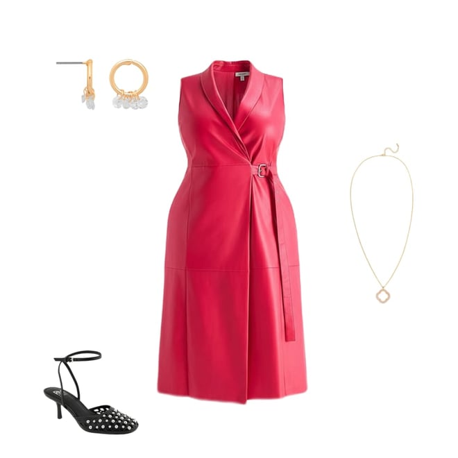 Ashley Graham Faux Leather Wrap Dress, Color: Vibrant Crimson - JCPenney