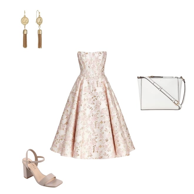 Premier Amour Womens Strapless Floral Midi Fit + Flare Dress, Color: Pink  Gold - JCPenney