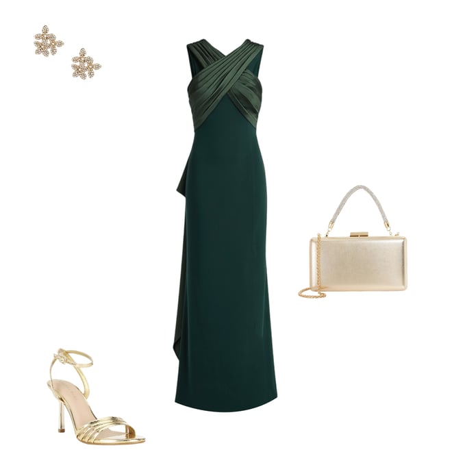 Tadashi Shoji Halter Mix Media Floral Applique Train Sheath Gown | Dillard's