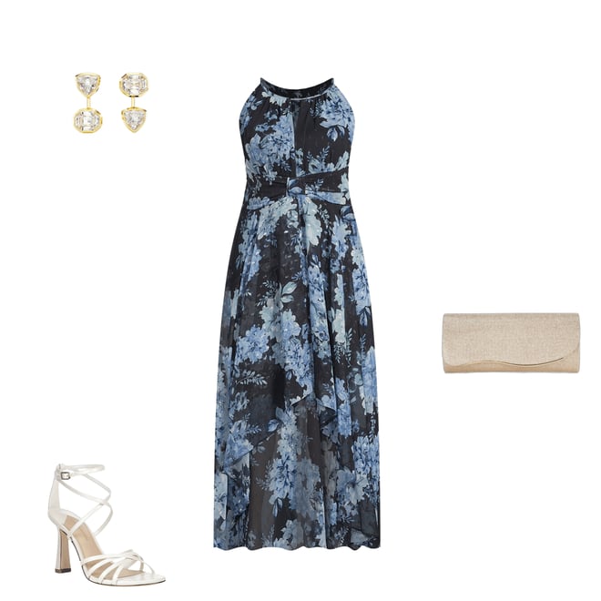 R & M Richards Plus Size Halter Keyhole Floral Chiffon A-Line Maxi Dress |  Dillard's