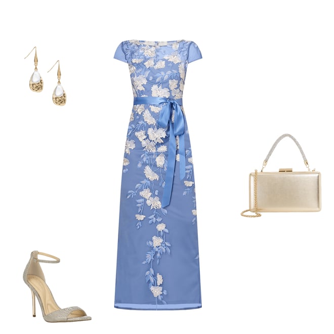 cap sleeve embroidered dress Ethereal Ivory Floral Wedding Dress with Flutter Sleeves – W2375 Ivory / US12 main image 1
