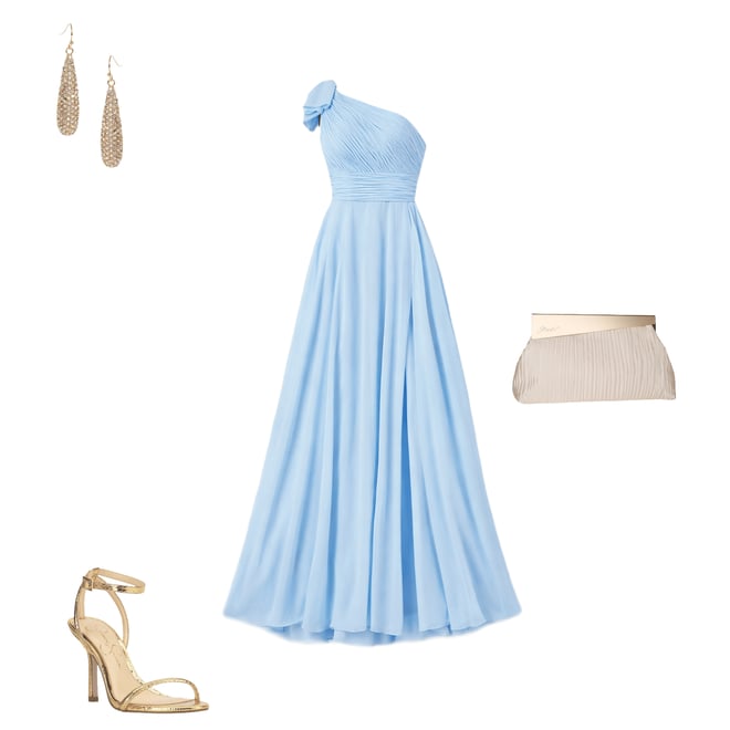 Mac Duggal Chiffon Pleated Asymmetrical Neck Shoulder Ruffle Cap Sleeve  Thigh High Slit Gown | Dillard's