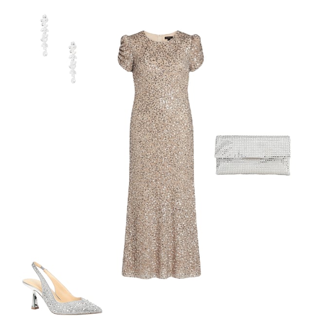 Mac Duggal Beaded Crew Neck Ruched Short Sleeve Gown | Dillard's