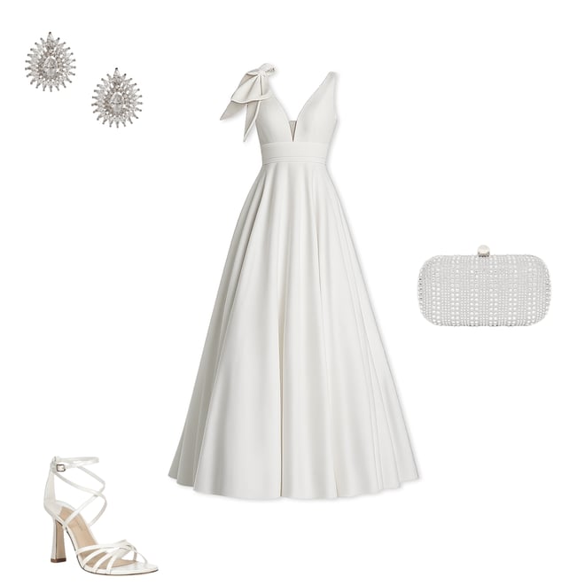 Mac Duggal Deep V-Neck Bow Shoulder Crepe Gown | Dillard's