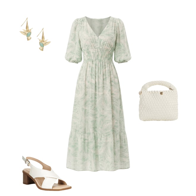 leaf print empire waist midi dress reviews Leaf Print Empire Waist Midi Dress main image 0
