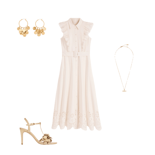 Ruffle Bodice Shirt Dress-White Broderie Trim | Boden USA