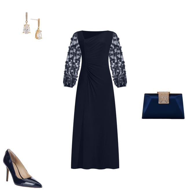 Livia Jolie by Le Bos Long 3D Floral Sleeve Dress | Dillard's