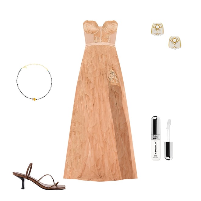 For Love & Lemons X REVOLVE Bustier Gown in Warm Taupe | REVOLVE