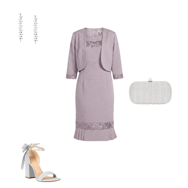 Le Bos 3/4 Sleeve Round Neck Embroidered Flounce Hem 2-Piece Jacket Dress |  Dillard's