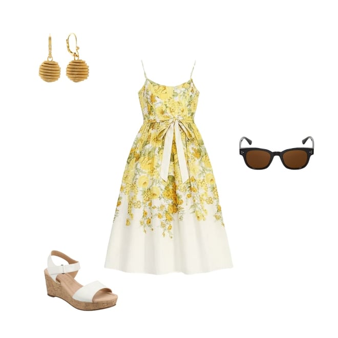 Premier Amour Womens Midi Scoop Neck Sleeveless Floral Fit + Flare Dress,  Color: White Yellow - JCPenney