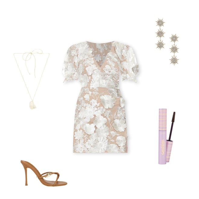 zayla mini dress in ivory & nude Elliatt Women's Zayla Floral Lace Puff-Sleeve Minidress - Ivory