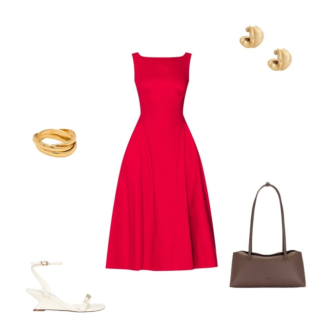 helsa red dress Meet your holiday dress: The S Curve Bow Mini in Lipstick Stretch Cotton Sateen Midi Dress
