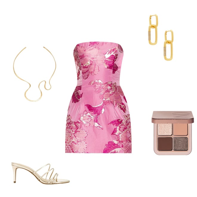 metallic gold dress plus size AKIRA Serving Looks Strapless Studded Midi Dress
