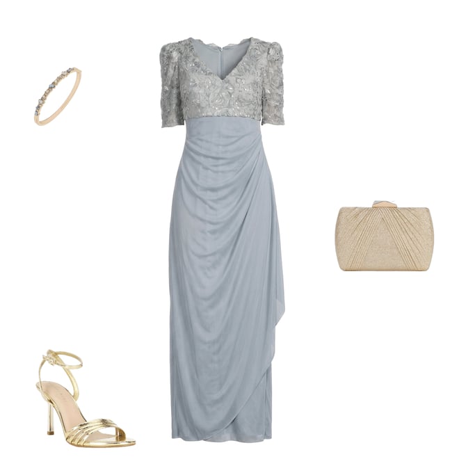 casual evening wedding guest dresses Alex Evenings Petite Soutache-Bodice Gown & Jacket MSRP $249 – DGFOutlet main image 0