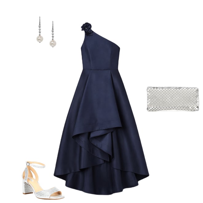 Adrianna Papell Mikado 3D Flower Applique High Low Gown | Dillard's